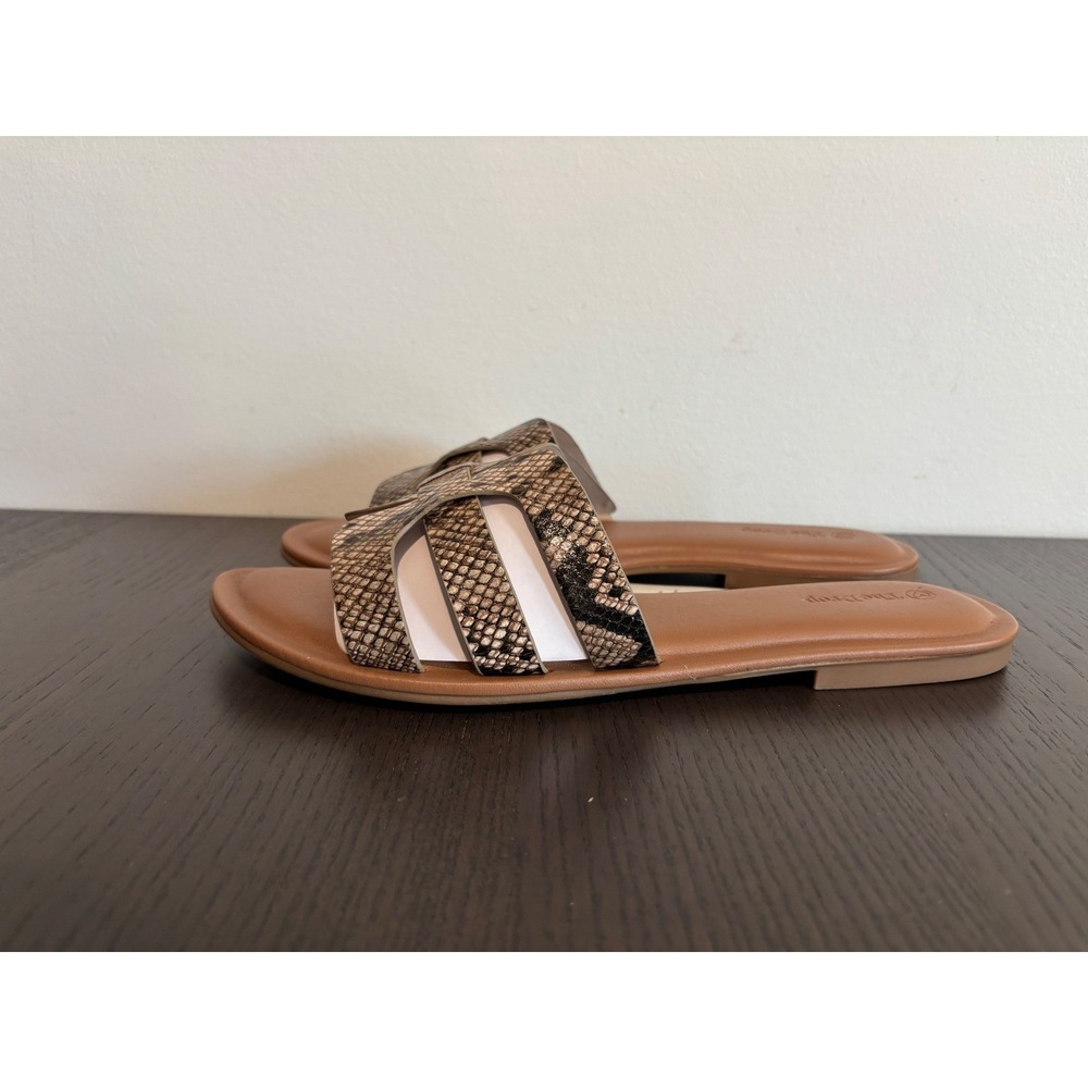 Summer sandals The Drop Monika H-Band Slides Womens 10 Tan Snakeskin shoes